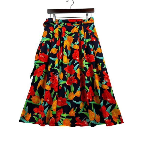 VINTAGE EVAN-PICONE FLORAL PRINT A-LINE DESIGNER SKIRT UNION MADE USA PRINT 10‎ - Picture 2 of 7